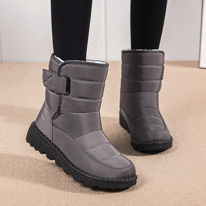 Winter Fabric Casual Cotton Shoes Mid-tube Artificial Wool Plus Velvet Thick Snow Boots - L&M LIFE PRODUCTS