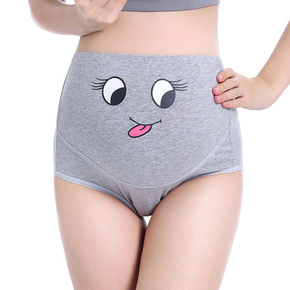 Pregnant women's underwear cotton breathable high waist stomach lift adjustable cute cartoon expression pants - L&M LIFE PRODUCTS