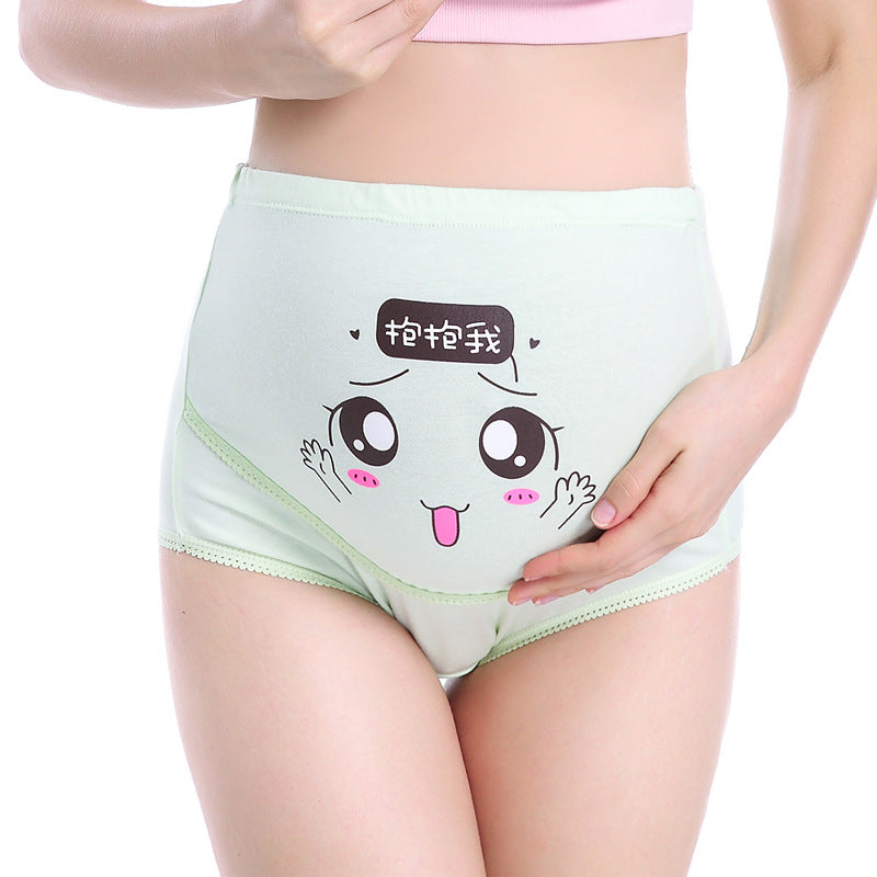 Pregnant women's underwear cotton breathable high waist stomach lift adjustable cute cartoon expression pants - L&M LIFE PRODUCTS