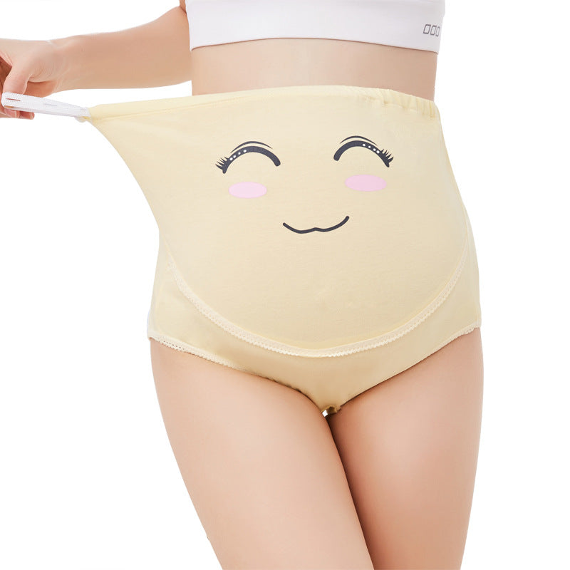 Pregnant women's underwear cotton breathable high waist stomach lift adjustable cute cartoon expression pants - L&M LIFE PRODUCTS