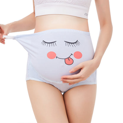 Pregnant women's underwear cotton breathable high waist stomach lift adjustable cute cartoon expression pants - L&M LIFE PRODUCTS