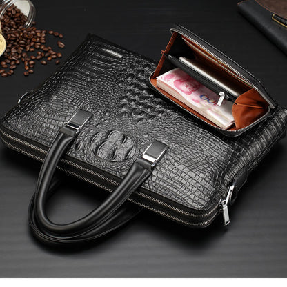 2023 Men Business Handbag Cross Section Pattern Casual Briefcase PU Leather Messenger Bag For Men - L&M LIFE PRODUCTS