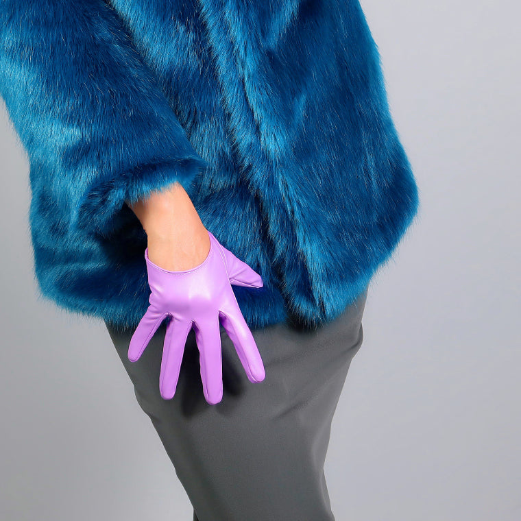 Elbow Faux Leather Lavender Gloves - L&M LIFE PRODUCTS