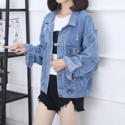 Ripped Sequined Denim Jacket Women Jacket Top - L&M LIFE PRODUCTS