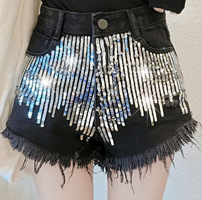 Gold glittered sequined wide-leg shorts - L&M LIFE PRODUCTS