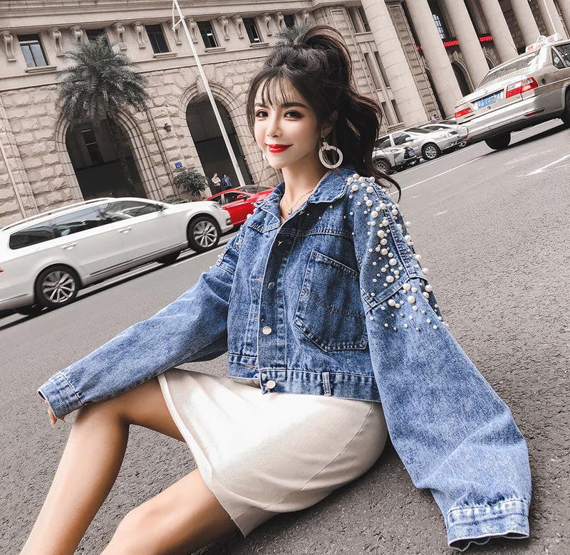 2023 Spring, Autumn And Winter New Style Denim Jacket For Female Students,  Loose Short Short And Small Beaded Top. - L&M LIFE PRODUCTS