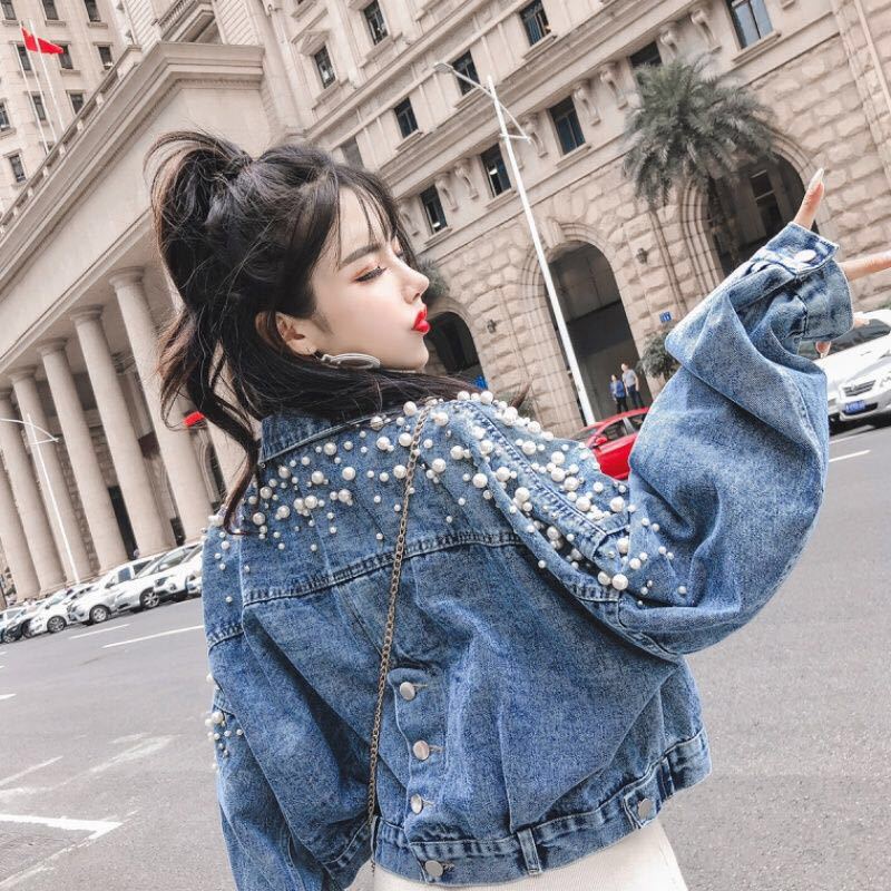 2023 Spring, Autumn And Winter New Style Denim Jacket For Female Students,  Loose Short Short And Small Beaded Top. - L&M LIFE PRODUCTS