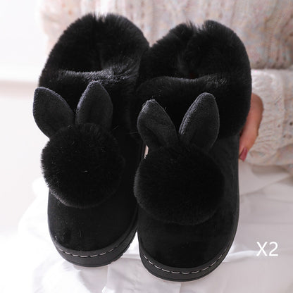 Autumn Winter Cotton Slippers Fur Rabbit Home Warm Thick Bottom Indoor Cotton Shoes Womens Slippers Cute Fluffy Cat Slippers - L&M LIFE PRODUCTS