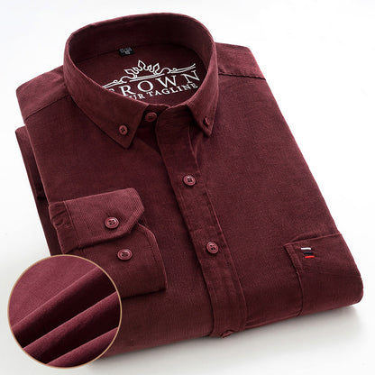 Men's Cotton Corduroy Long Sleeve Shirt Business Slim Casual - L&M LIFE PRODUCTS