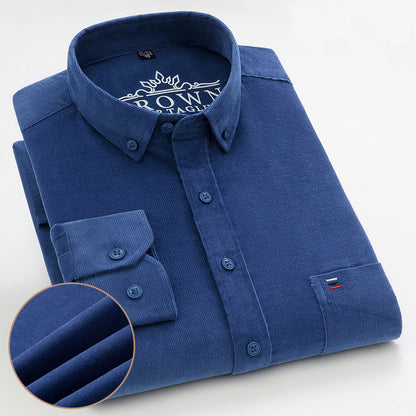 Men's Cotton Corduroy Long Sleeve Shirt Business Slim Casual - L&M LIFE PRODUCTS
