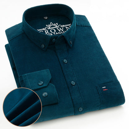 Men's Cotton Corduroy Long Sleeve Shirt Business Slim Casual - L&M LIFE PRODUCTS