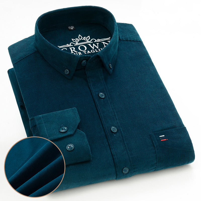 Men's Cotton Corduroy Long Sleeve Shirt Business Slim Casual - L&M LIFE PRODUCTS