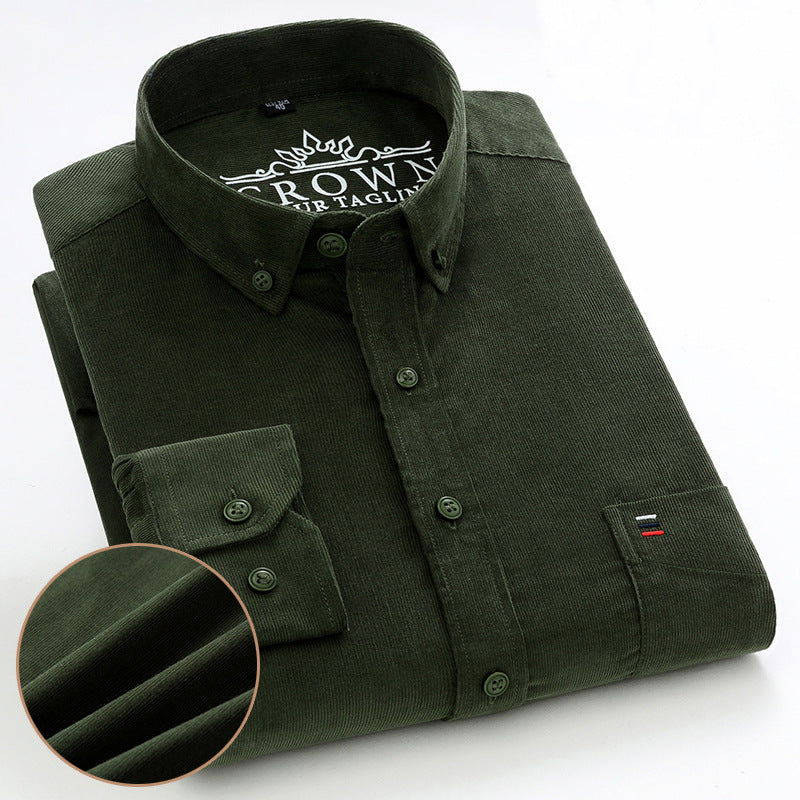Men's Cotton Corduroy Long Sleeve Shirt Business Slim Casual - L&M LIFE PRODUCTS