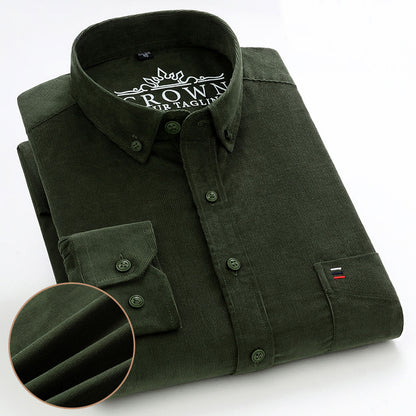 Men's Cotton Corduroy Long Sleeve Shirt Business Slim Casual - L&M LIFE PRODUCTS