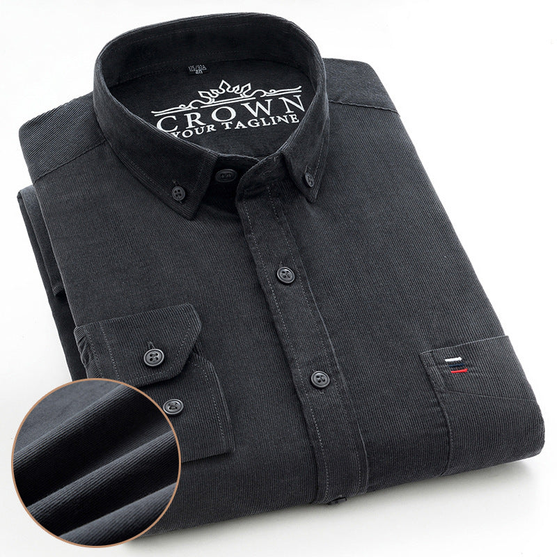 Men's Cotton Corduroy Long Sleeve Shirt Business Slim Casual - L&M LIFE PRODUCTS