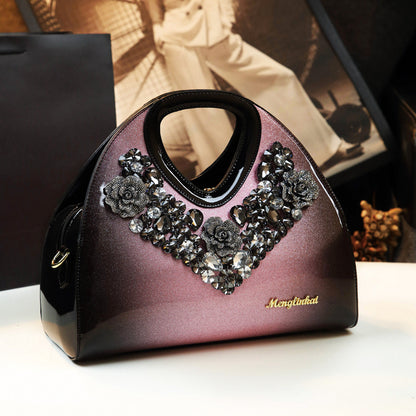 Fashion Diamond-Studded Dumpling Bag Leather Handbag 2020 Autumn And Winter New Middle-Aged Temperament Mother Bag Foreign Style Messenger Bag - L&M LIFE PRODUCTS