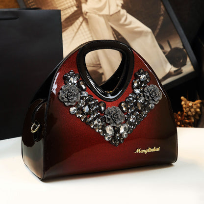 Fashion Diamond-Studded Dumpling Bag Leather Handbag 2020 Autumn And Winter New Middle-Aged Temperament Mother Bag Foreign Style Messenger Bag - L&M LIFE PRODUCTS