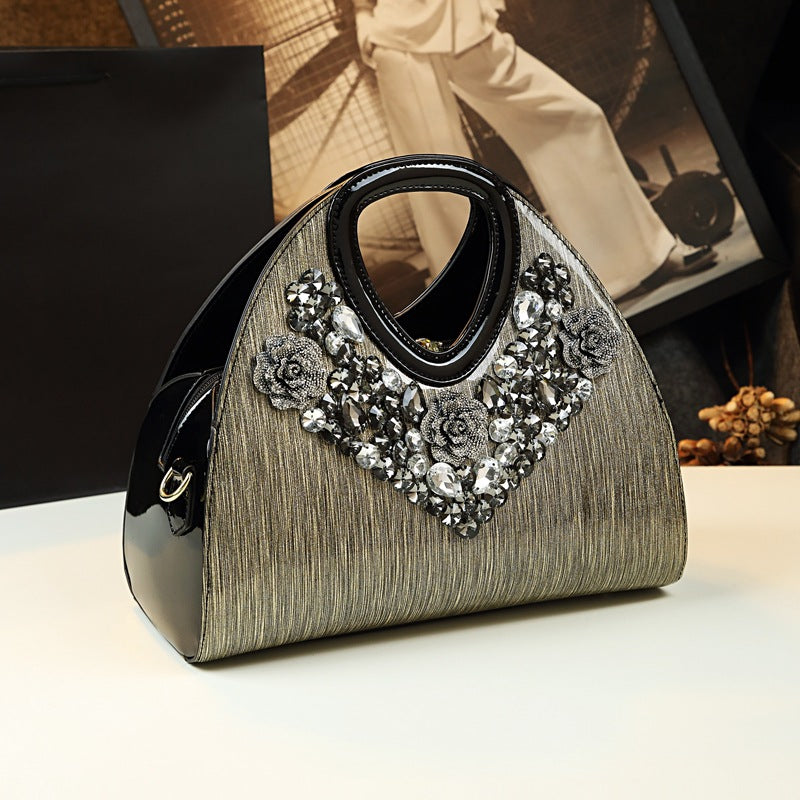 Fashion Diamond-Studded Dumpling Bag Leather Handbag 2020 Autumn And Winter New Middle-Aged Temperament Mother Bag Foreign Style Messenger Bag - L&M LIFE PRODUCTS