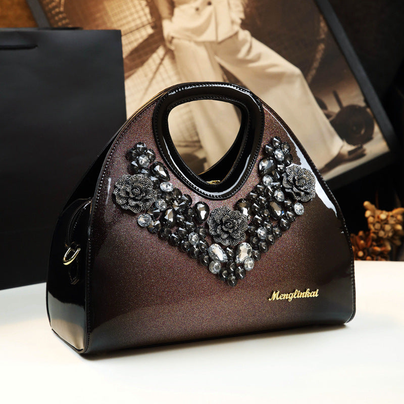 Fashion Diamond-Studded Dumpling Bag Leather Handbag 2020 Autumn And Winter New Middle-Aged Temperament Mother Bag Foreign Style Messenger Bag - L&M LIFE PRODUCTS