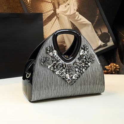 Fashion Diamond-Studded Dumpling Bag Leather Handbag 2020 Autumn And Winter New Middle-Aged Temperament Mother Bag Foreign Style Messenger Bag - L&M LIFE PRODUCTS