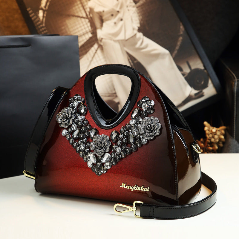 Fashion Diamond-Studded Dumpling Bag Leather Handbag 2020 Autumn And Winter New Middle-Aged Temperament Mother Bag Foreign Style Messenger Bag - L&M LIFE PRODUCTS