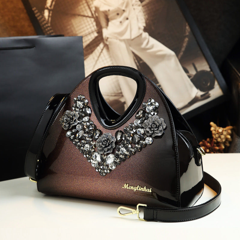 Fashion Diamond-Studded Dumpling Bag Leather Handbag 2020 Autumn And Winter New Middle-Aged Temperament Mother Bag Foreign Style Messenger Bag - L&M LIFE PRODUCTS