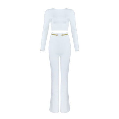 Fashion Long-sleeved Bootcut Trousers High-waist Umbilical Suit - L&M LIFE PRODUCTS