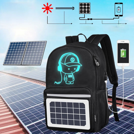 Fashion Backpack Solar Powered Charging Backpack Waterproof Oxford Large School Backpack for Teenagers Schoolbag Trend - L&M LIFE PRODUCTS