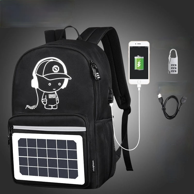 Fashion Backpack Solar Powered Charging Backpack Waterproof Oxford Large School Backpack for Teenagers Schoolbag Trend - L&M LIFE PRODUCTS