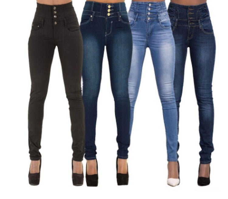 Fashion Elastic High Waist Jeans Women Pencil - L&M LIFE PRODUCTS