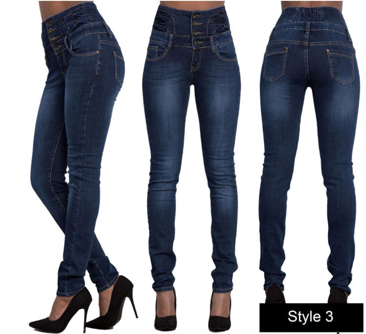 Fashion Elastic High Waist Jeans Women Pencil - L&M LIFE PRODUCTS