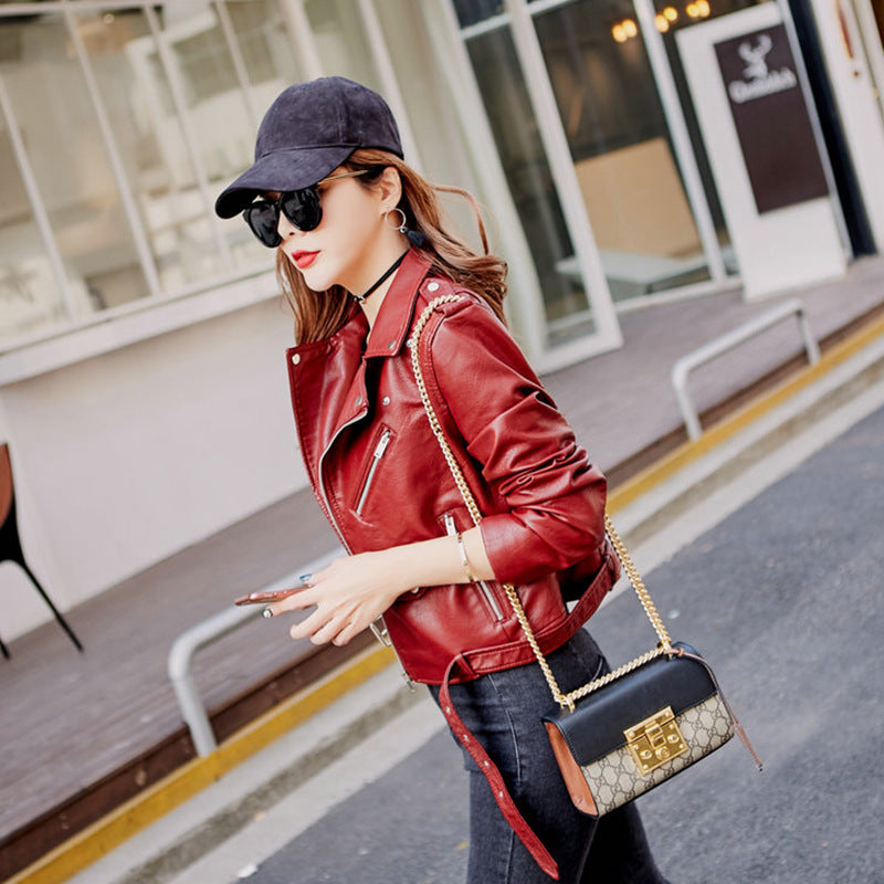 Leather Jacket Korean Style Slim Motorcycle Leather Jacket - L&M LIFE PRODUCTS