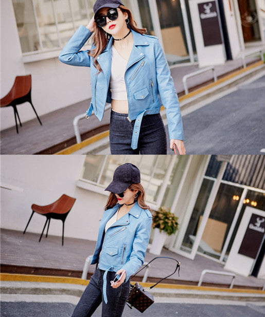 Leather Jacket Korean Style Slim Motorcycle Leather Jacket - L&M LIFE PRODUCTS