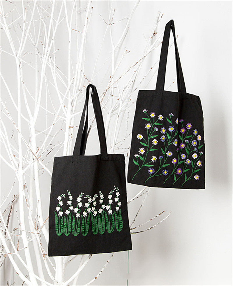 Thorn Embroidered Canvas Bag Embroidery DIY Student Cloth Bag One Shoulder - L&M LIFE PRODUCTS