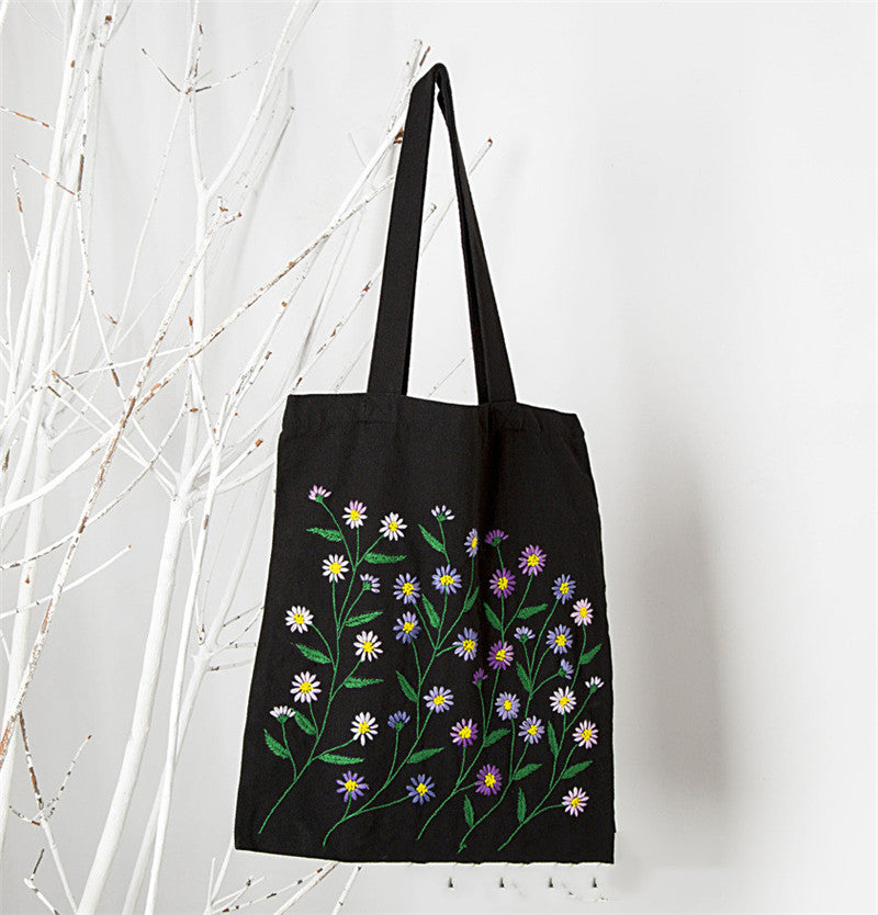 Thorn Embroidered Canvas Bag Embroidery DIY Student Cloth Bag One Shoulder - L&M LIFE PRODUCTS