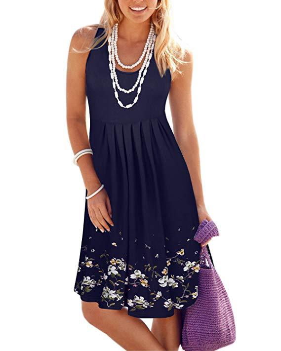 Sleeveless Floral Print Loose Summer Dress Fashion Six Colors Casual Women Dress - L&M LIFE PRODUCTS