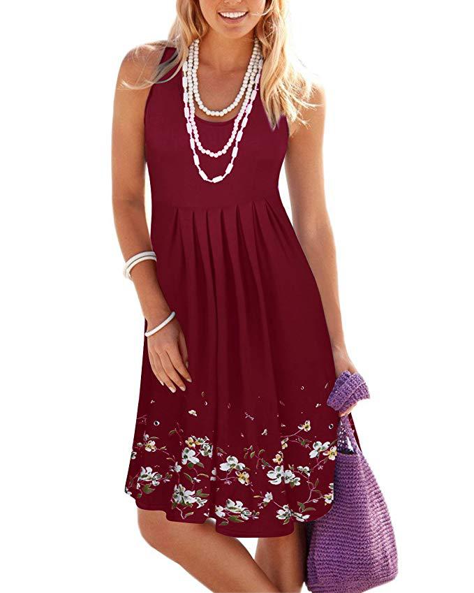 Sleeveless Floral Print Loose Summer Dress Fashion Six Colors Casual Women Dress - L&M LIFE PRODUCTS