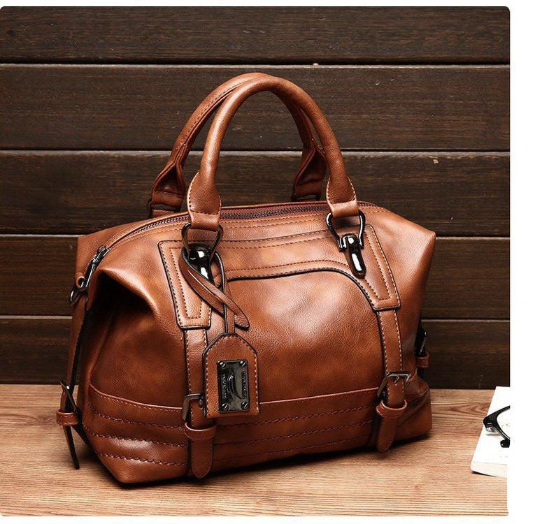 Shoulder Messenger Portable Boston Bag Single Shoulder Bag Soft Leather Trendy Bag - L&M LIFE PRODUCTS