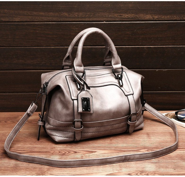 Shoulder Messenger Portable Boston Bag Single Shoulder Bag Soft Leather Trendy Bag - L&M LIFE PRODUCTS