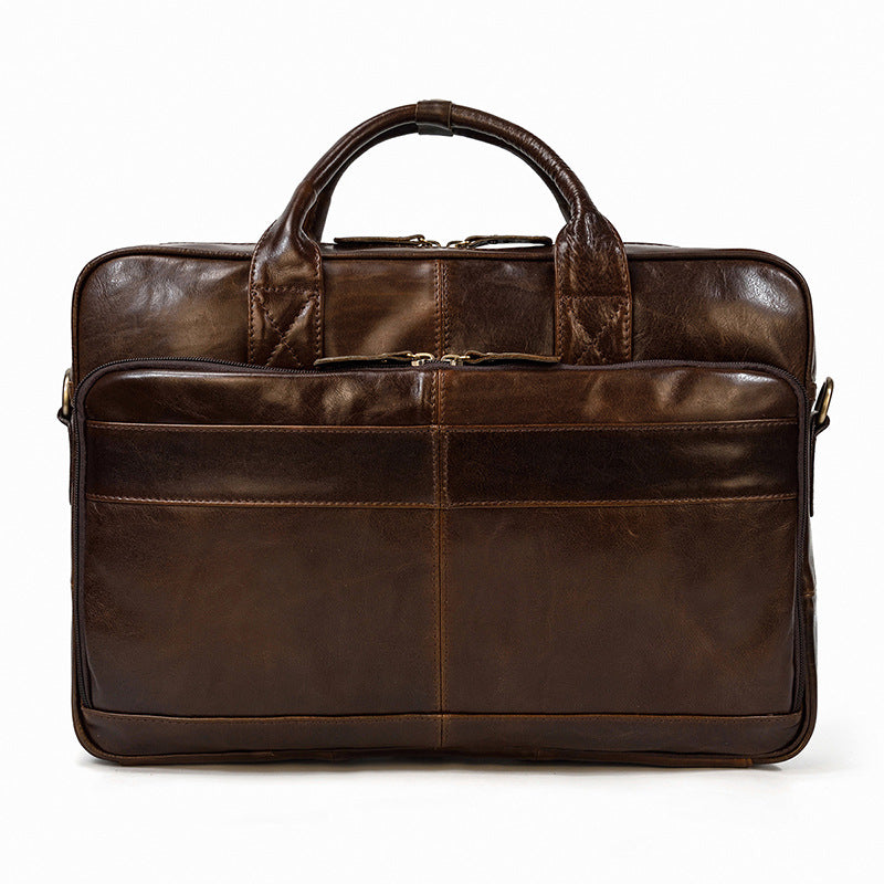 Vintage Men's Briefcase Genuine Leather Business Commuter Bag Crazy Horse Leather - L&M LIFE PRODUCTS