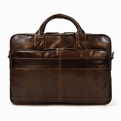 Vintage Men's Briefcase Genuine Leather Business Commuter Bag Crazy Horse Leather - L&M LIFE PRODUCTS