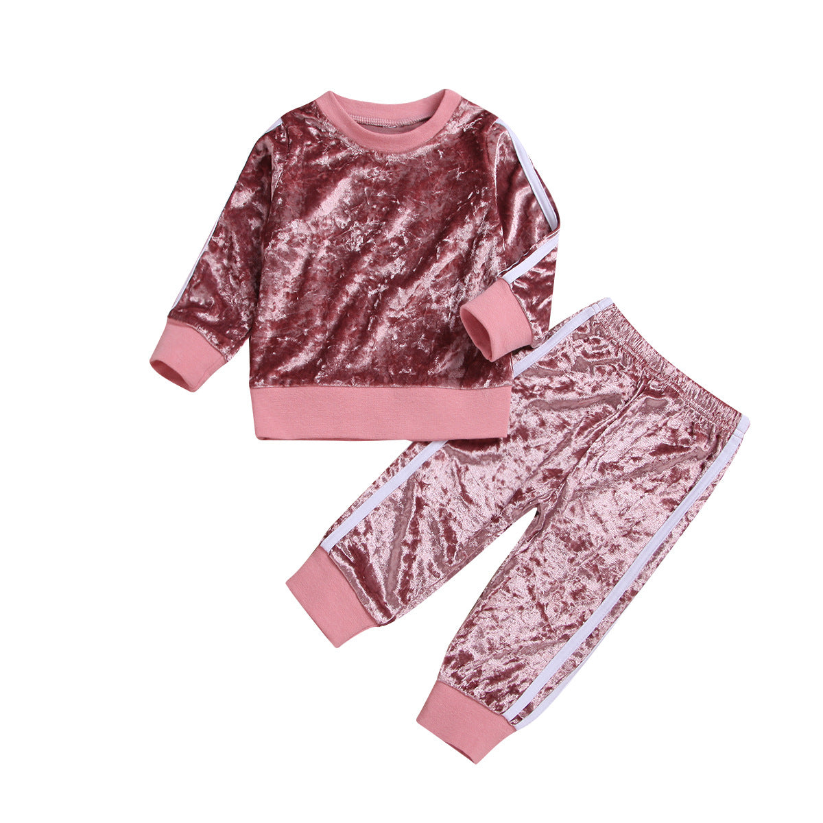 Breathable Clothes Set Cute Fashion O-Neck Long Sleeve Gold Velvet Sweatshirt Trousers Soft Outfits Baby Girls Tracksuit Sets - L&M LIFE PRODUCTS