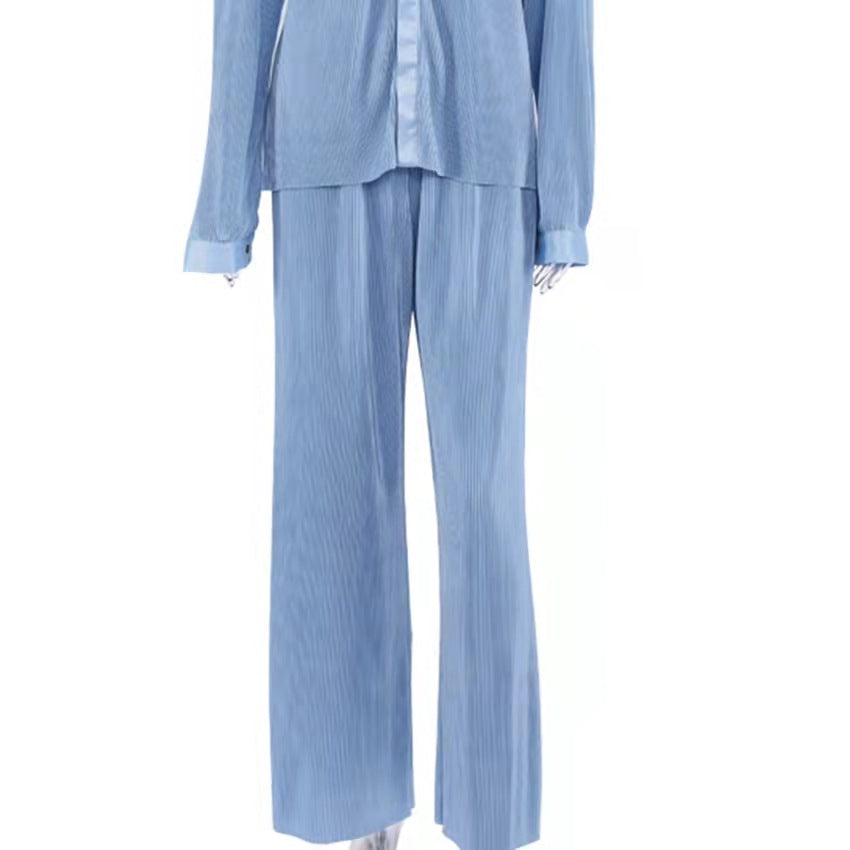 New Autumn And Winter Pleated Shirt  Pleated Trousers Suit - L&M LIFE PRODUCTS