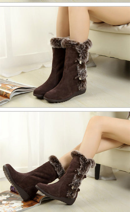 Snow Boots Mid-calf Faux Fur Plush Winter Women Boots - L&M LIFE PRODUCTS