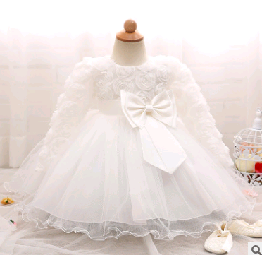 Long-sleeved girls dress rose children's wedding dress skirt - L&M LIFE PRODUCTS