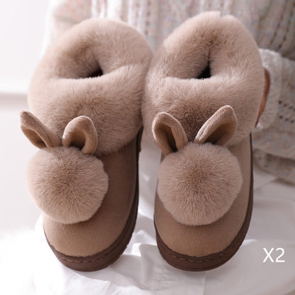 Autumn Winter Cotton Slippers Fur Rabbit Home Warm Thick Bottom Indoor Cotton Shoes Womens Slippers Cute Fluffy Cat Slippers - L&M LIFE PRODUCTS