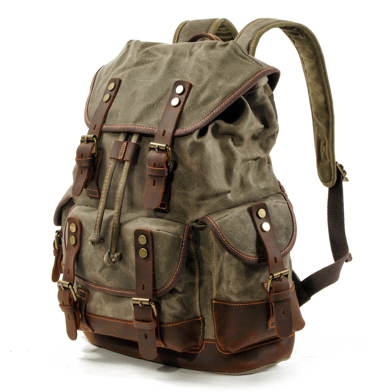 Canvas stitching leather mountaineering bag - L&M LIFE PRODUCTS