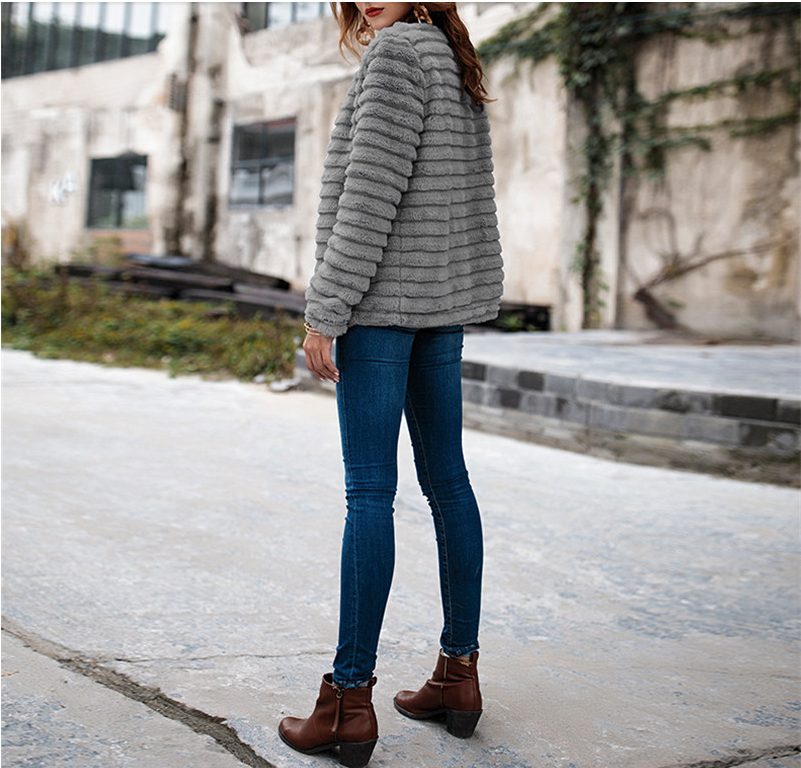 Nadafair Cardigan Fur Coat Women Long Sleeve Shaggy Autumn Winter Faux Fur Jacket 2021 Gray Rabbit Hair Outerwear Coat Female - L&M LIFE PRODUCTS