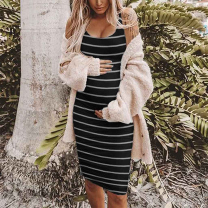 Striped Maternity Vest Dress - L&M LIFE PRODUCTS