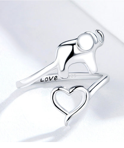 Cute animal heart shaped sterling silver ring - L&M LIFE PRODUCTS